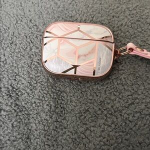 Pink and Silver Geometric AirPods Case